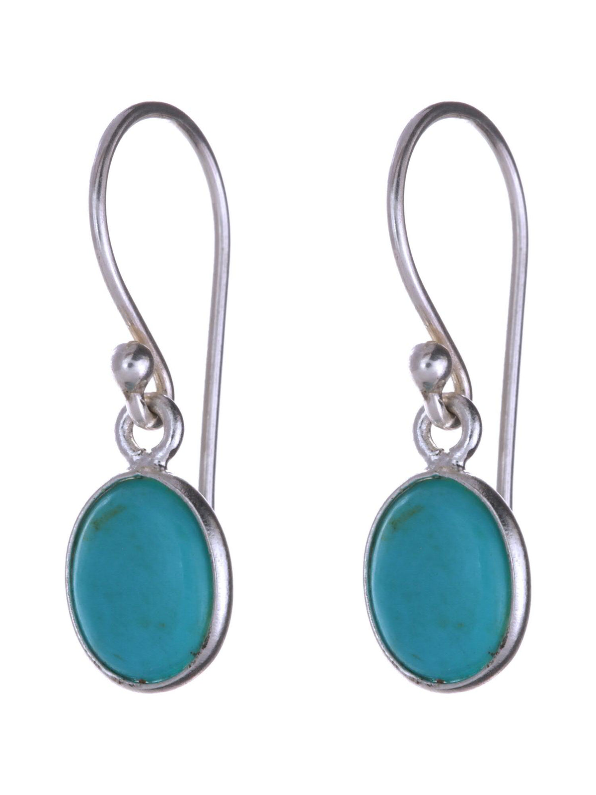 Sterling Silver Turquoise Oval Stone Earrings